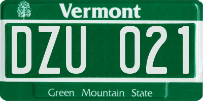 VT license plate DZU021