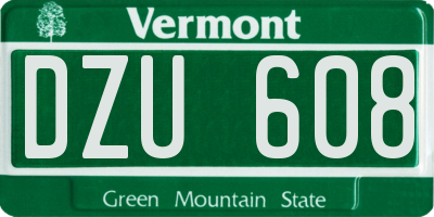 VT license plate DZU608