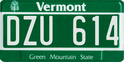 VT license plate DZU614
