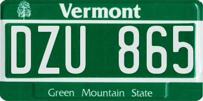 VT license plate DZU865