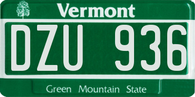 VT license plate DZU936