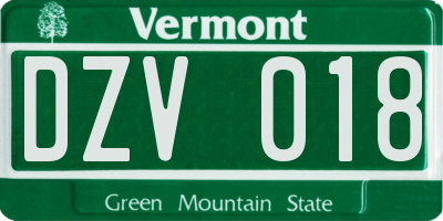 VT license plate DZV018