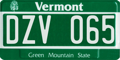 VT license plate DZV065