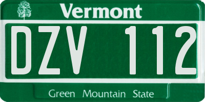 VT license plate DZV112