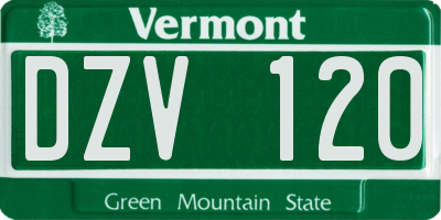 VT license plate DZV120