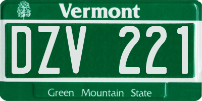 VT license plate DZV221