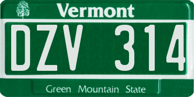 VT license plate DZV314