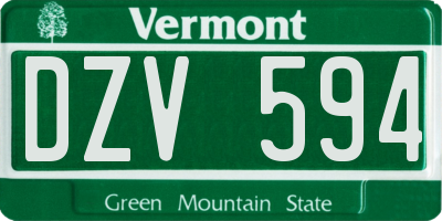 VT license plate DZV594