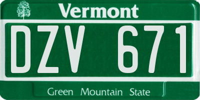 VT license plate DZV671