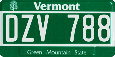 VT license plate DZV788