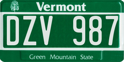 VT license plate DZV987