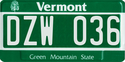 VT license plate DZW036
