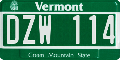 VT license plate DZW114