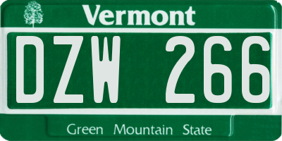 VT license plate DZW266