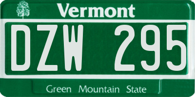 VT license plate DZW295