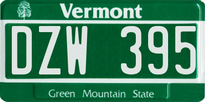 VT license plate DZW395