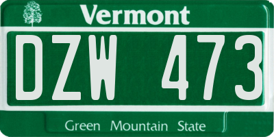 VT license plate DZW473
