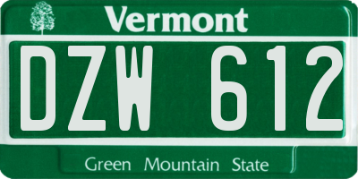 VT license plate DZW612