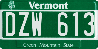 VT license plate DZW613