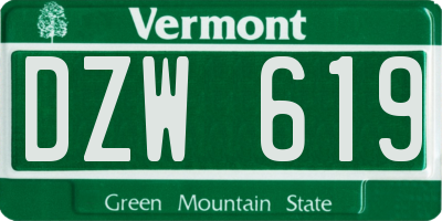 VT license plate DZW619
