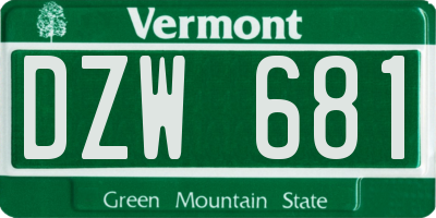 VT license plate DZW681