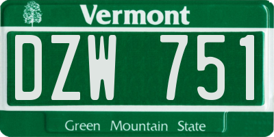 VT license plate DZW751