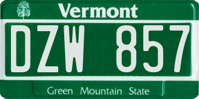 VT license plate DZW857