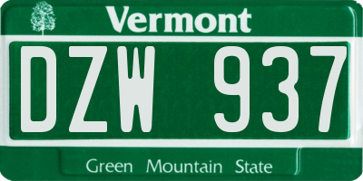 VT license plate DZW937