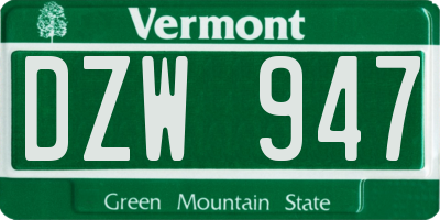 VT license plate DZW947