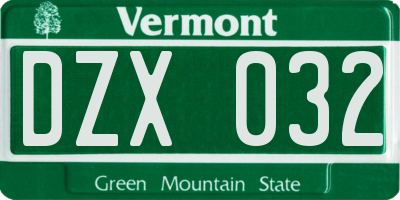 VT license plate DZX032