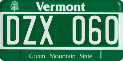 VT license plate DZX060