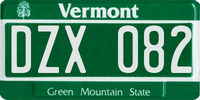 VT license plate DZX082