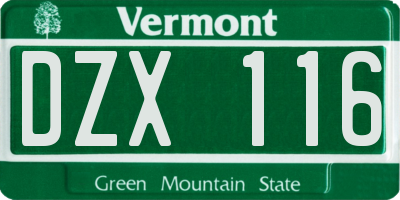 VT license plate DZX116