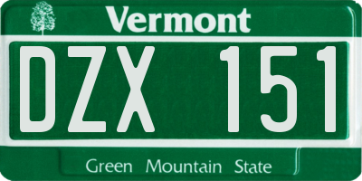 VT license plate DZX151