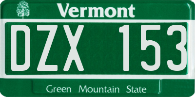 VT license plate DZX153