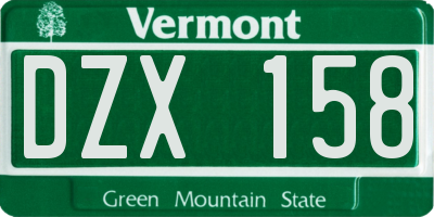 VT license plate DZX158