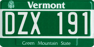 VT license plate DZX191