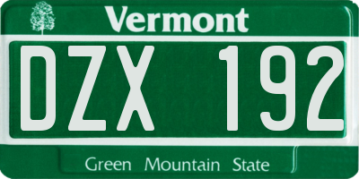 VT license plate DZX192