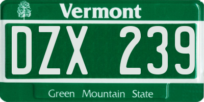 VT license plate DZX239