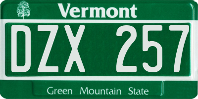 VT license plate DZX257