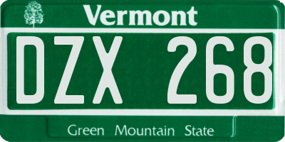 VT license plate DZX268