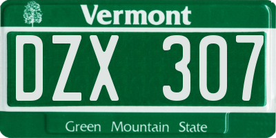 VT license plate DZX307
