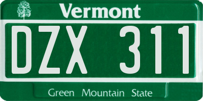 VT license plate DZX311