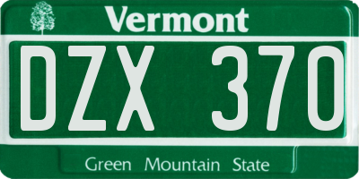 VT license plate DZX370