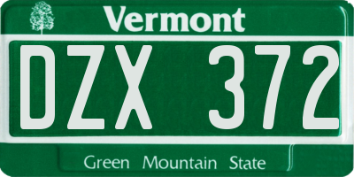 VT license plate DZX372