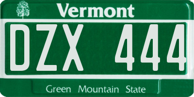 VT license plate DZX444