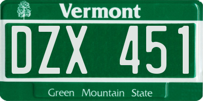 VT license plate DZX451