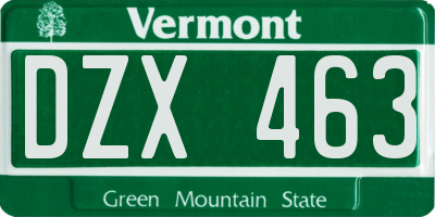 VT license plate DZX463