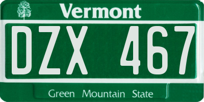 VT license plate DZX467