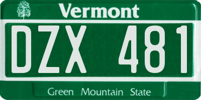 VT license plate DZX481